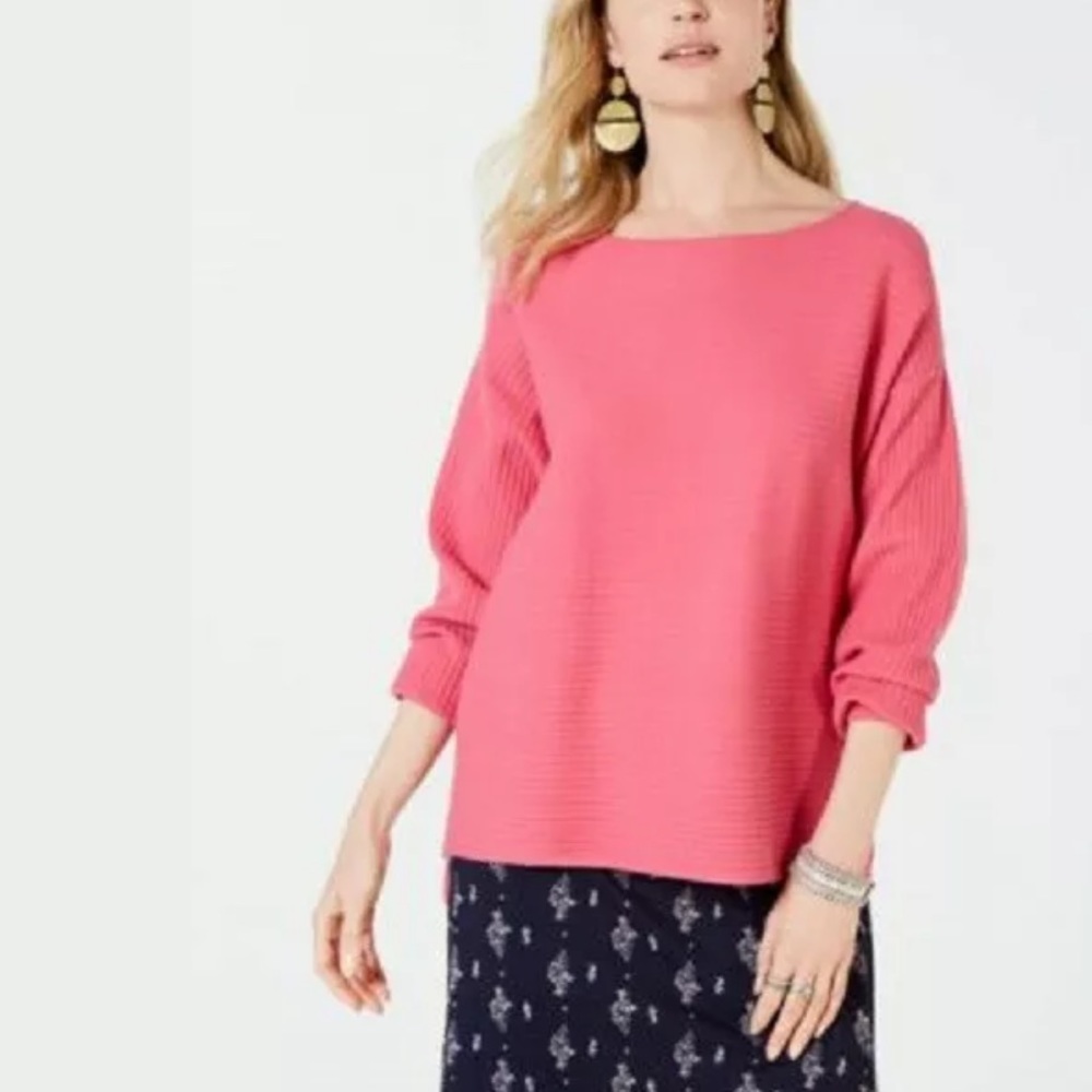 Style & Co. Long Sleeve Boat Neck Ribbed Sweater
